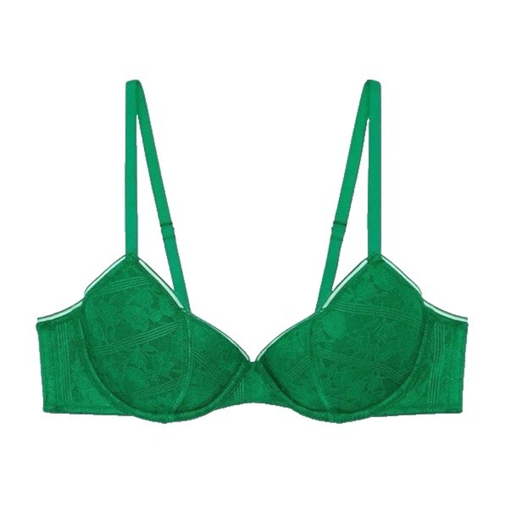 NWT Savage Fenty Garden Maze Lace Unlined Bra 34B US Green Tulip MSRP $59